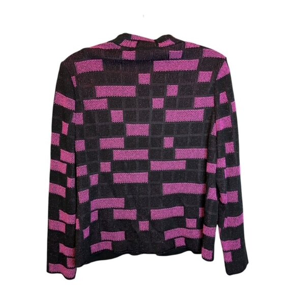 Ming Wang Jacket Cardigan Size Petite Large Arty Office Purple Black - Picture 2 of 4